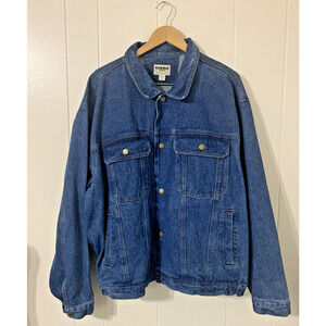 Duke Haband Blue Denim Chore jacket XXL Big Pockets Snap Buttons Work Utility